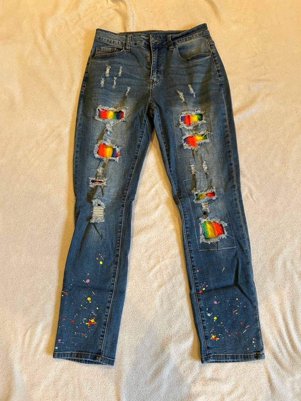 AStylish Rainbow Pride Patch Blue Women’s Jeans